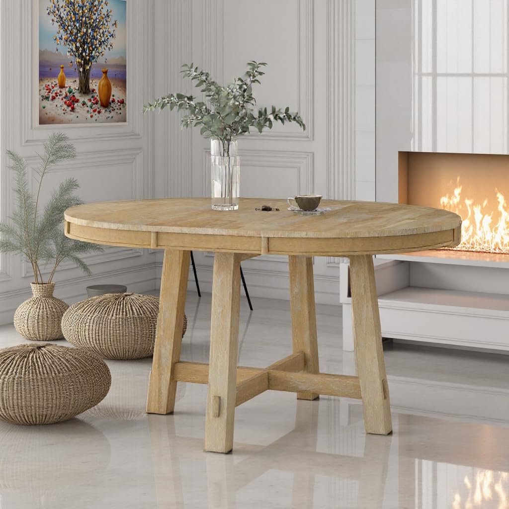 LUMISOL Round Dining Table for 4-6 People, 41"-57" Extendable Kitchen Table with 16" Removable Leaf for Small Places, Kitchen, Dining Room, Espresso