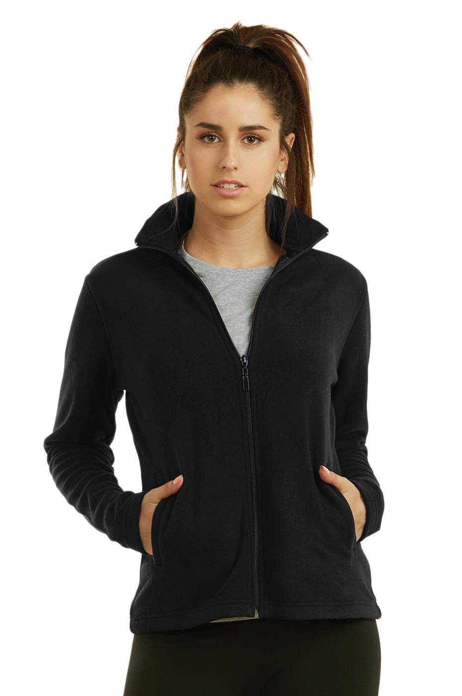 Sofra Women's Polar Fleece Full Zip Up Winter Jacket