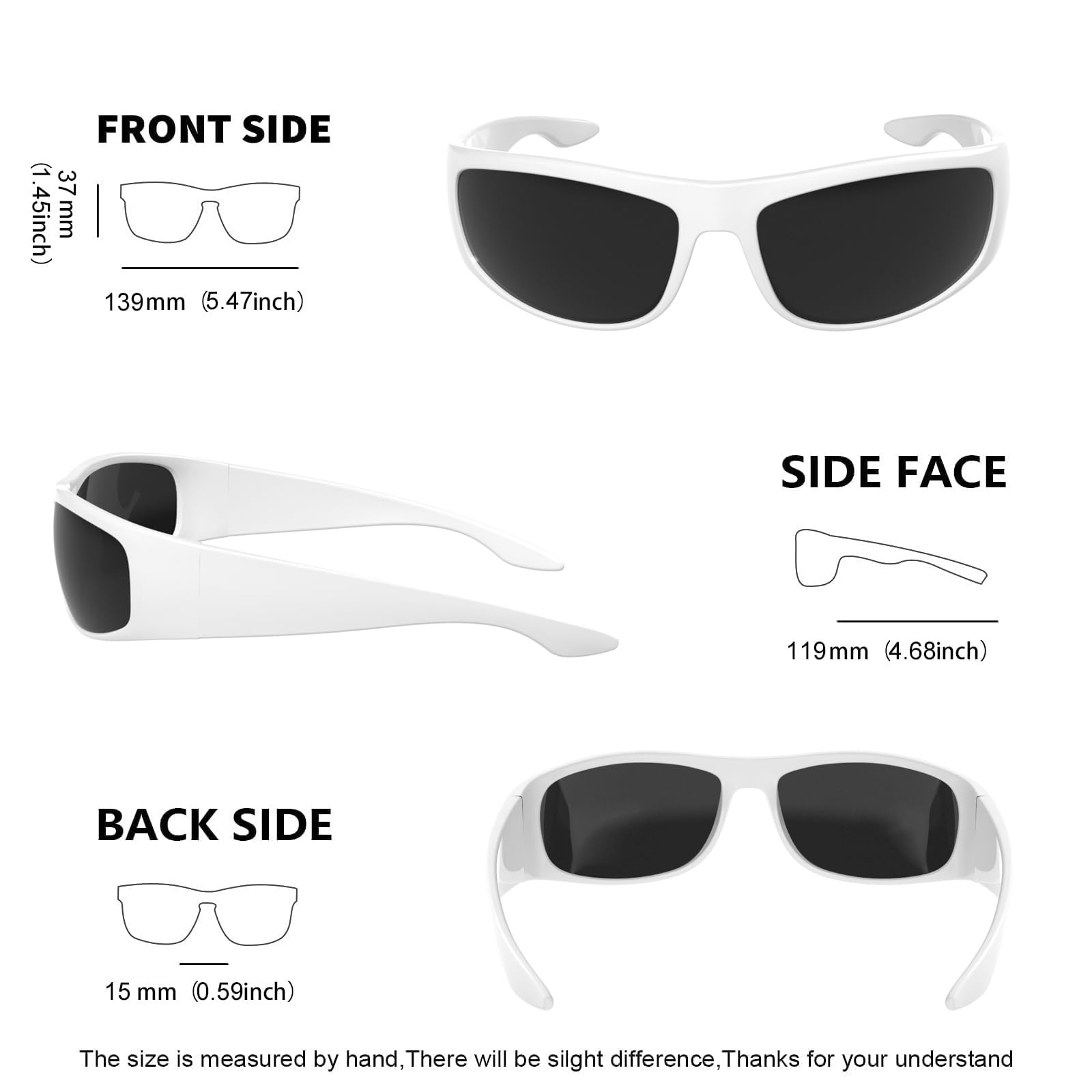 WISTON Wrap Around Sunglasses for Men Women Super Dark Blackout Sunglasses for Sensitive Eyes UV400 Protection W8005