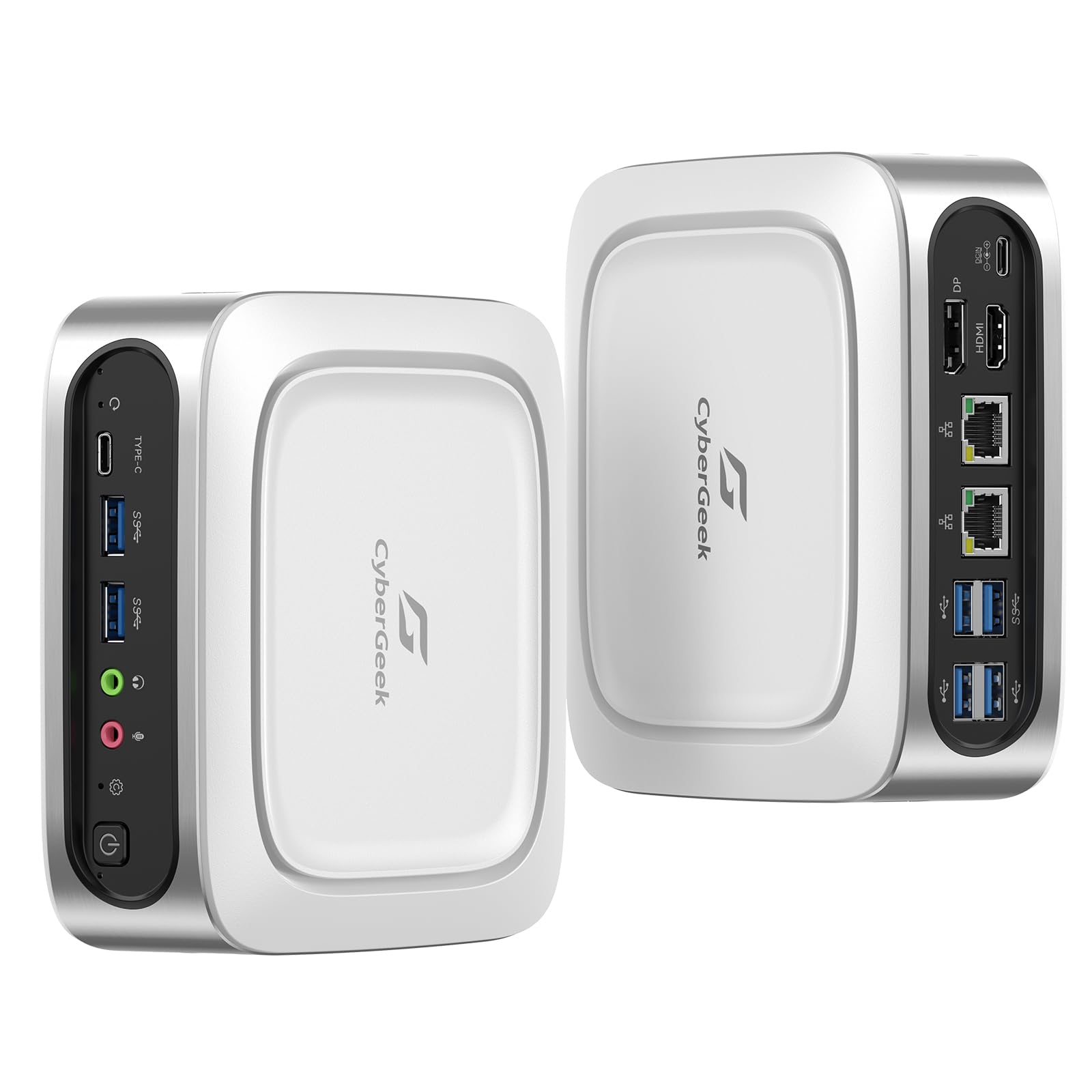 CyberGeek Nano J1 Linux Mini PC, Intel N5095A Quad-Core, 4GB RAM, 128GB PCIe SSD, 4K Dual Display, WiFi, Type-C, RJ45, VESA, Ubuntu OS