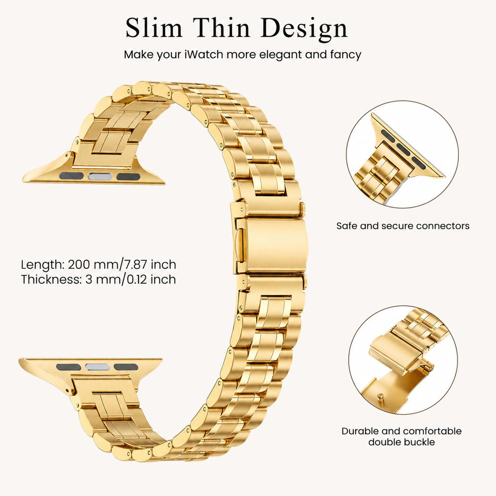 STIROLL Thin Replacement Band Compatible for Apple Watch 38mm 40mm 41mm 42mm(Series 11 10), Stainless Steel Metal Wristband Women Men for iWatch Ultra SE Series 9 8 7 6 5 4 3 2 1, Black