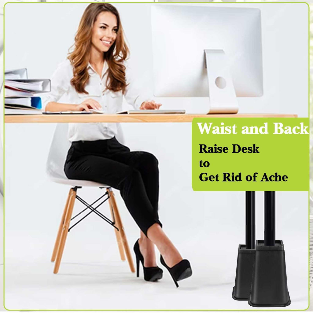 12 Pack Furniture Risers 1 Inch, Adjustable Bed Risers Heavy Duty for Table Desk Couch Chair Sofa Cabinet Bed Frame Dorm, Square Stackable Table Leg Risers Lift Height 1", 2" or 3", Black