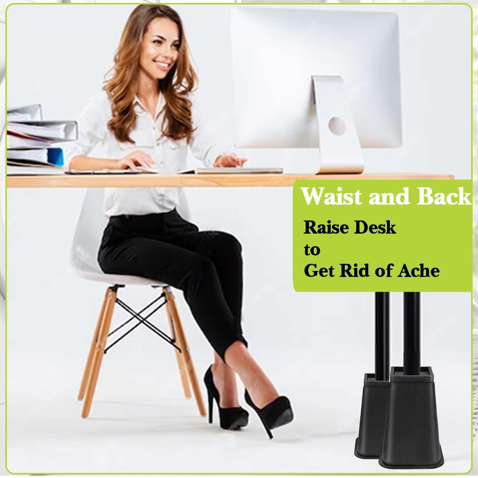 12 Pack Furniture Risers 1 Inch, Adjustable Bed Risers Heavy Duty for Table Desk Couch Chair Sofa Cabinet Bed Frame Dorm, Square Stackable Table Leg Risers Lift Height 1", 2" or 3", Black