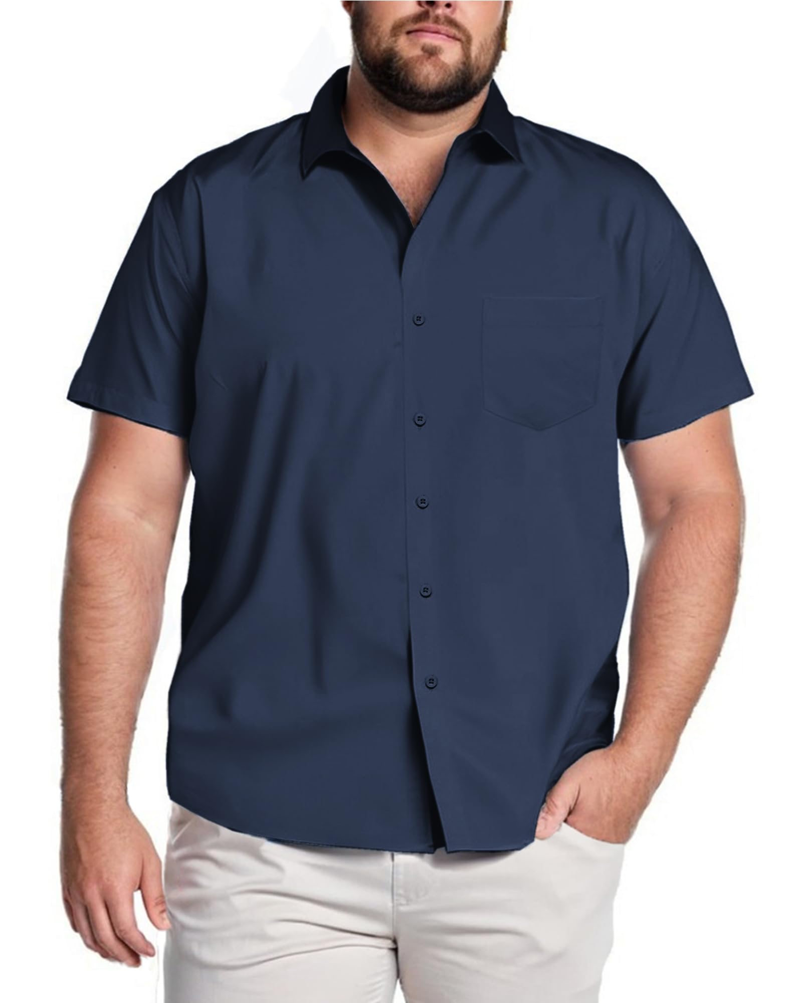 COOFANDY Big & Tall Shirts for Men Short Sleeve Button Down Casual Dress Shirts