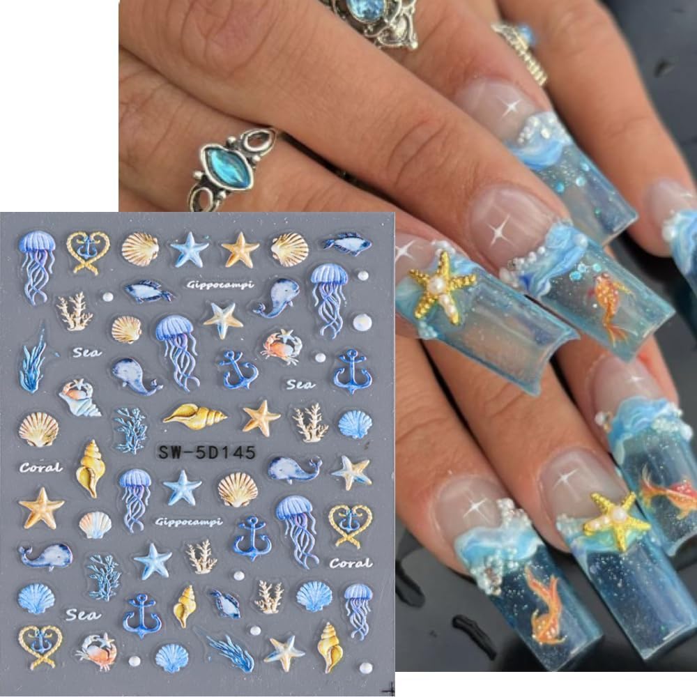 Christmas Nail Art Stickers Decals 5D Embossed Santa Claus Xmas Tree Nail Decals with Crystal 1PCS Cute Bear Bow Candy Cane Snowflake Christmas Nails Adhesive Stickers for Holiday Manicure Decorations