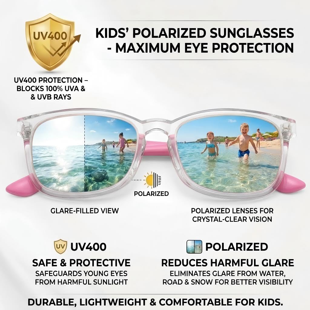 COASION Polarized Kids Sunglasses UV 400 Protection for Girls Boys Classic Retro Style Toddler Shades Age 3-12