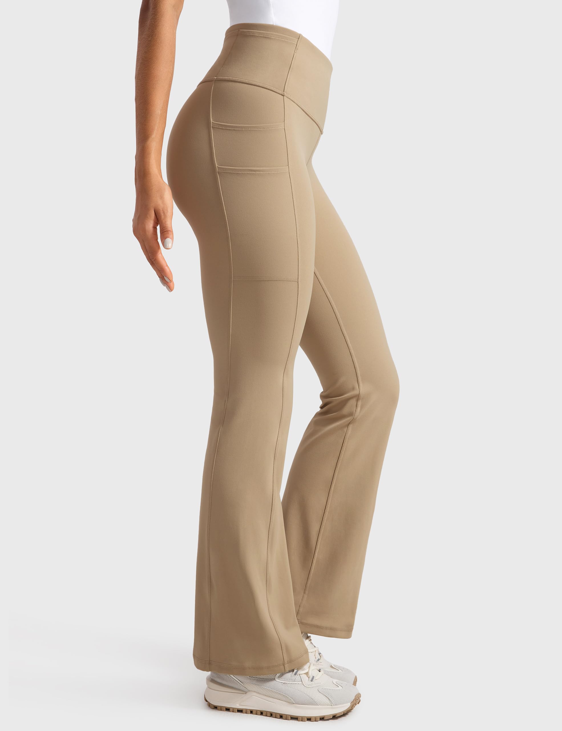 Womens High Waisted Medical Flare Scrub Pants 31" - 7 Pockets Wide Leg Bootcut Yoga Scrub Leggings Work Pants