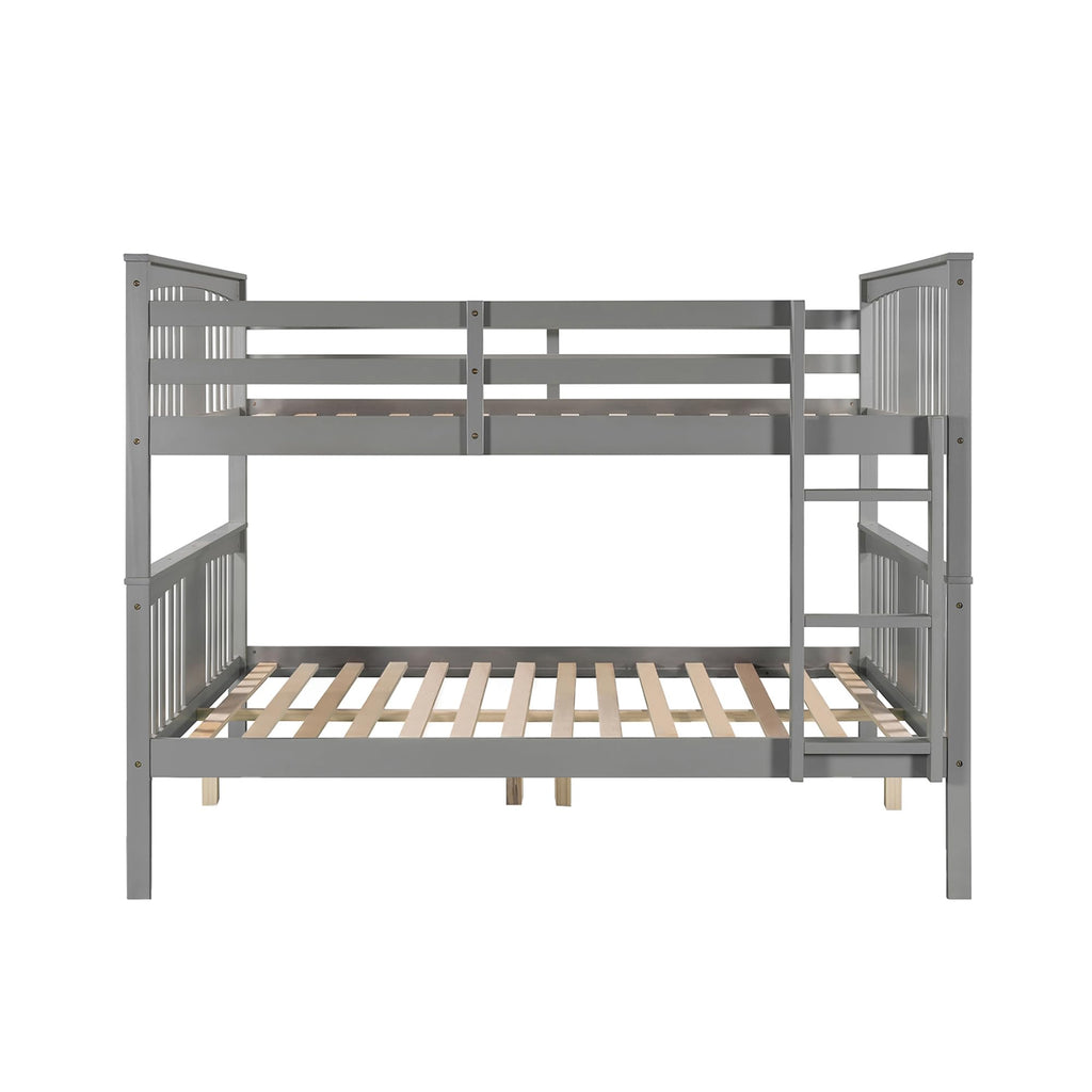 Merax Full Over Full Bunk Bed Convertible to Two Separate Beds, Solid Pine Wood Frame with Safety Guardrail & Headboard, Sturdy Durable Design, for Teens, Espresso