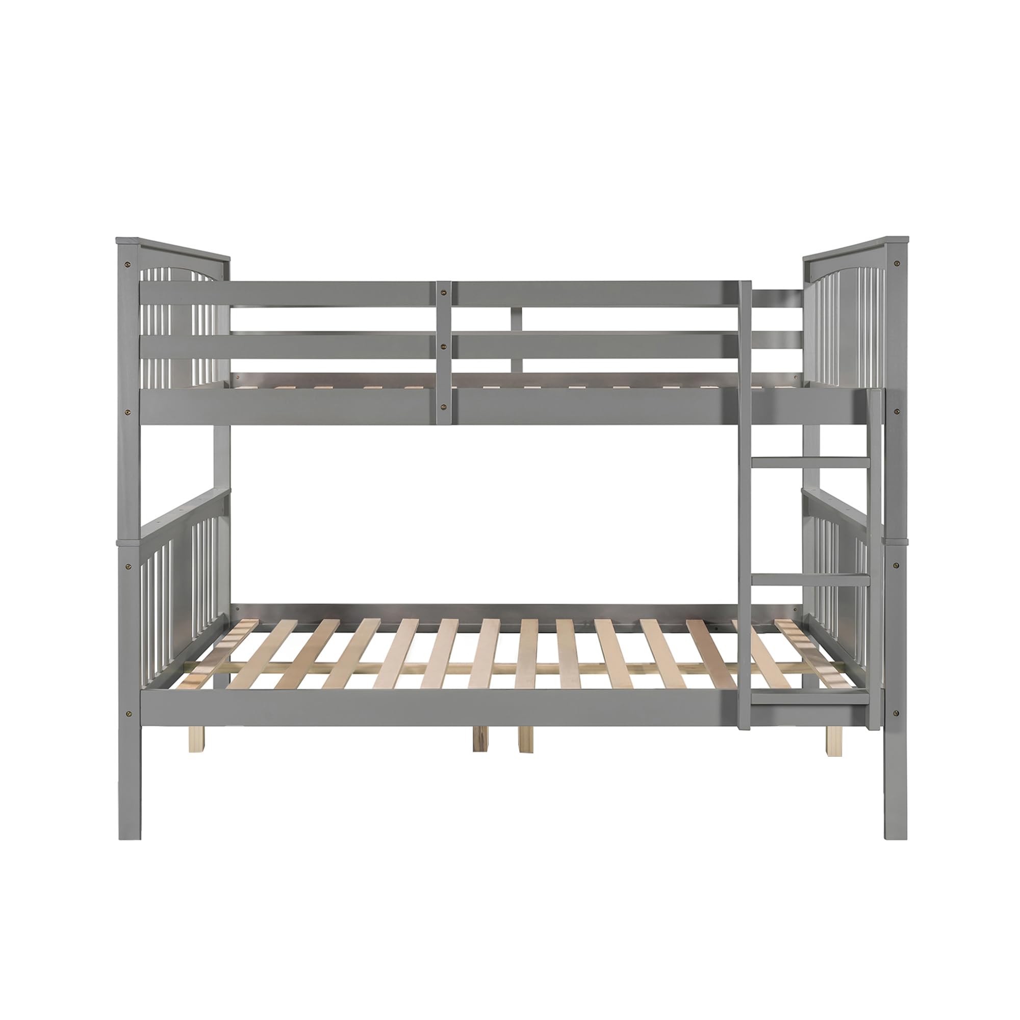 Merax Full Over Full Bunk Bed Convertible to Two Separate Beds, Solid Pine Wood Frame with Safety Guardrail & Headboard, Sturdy Durable Design, for Teens, Espresso