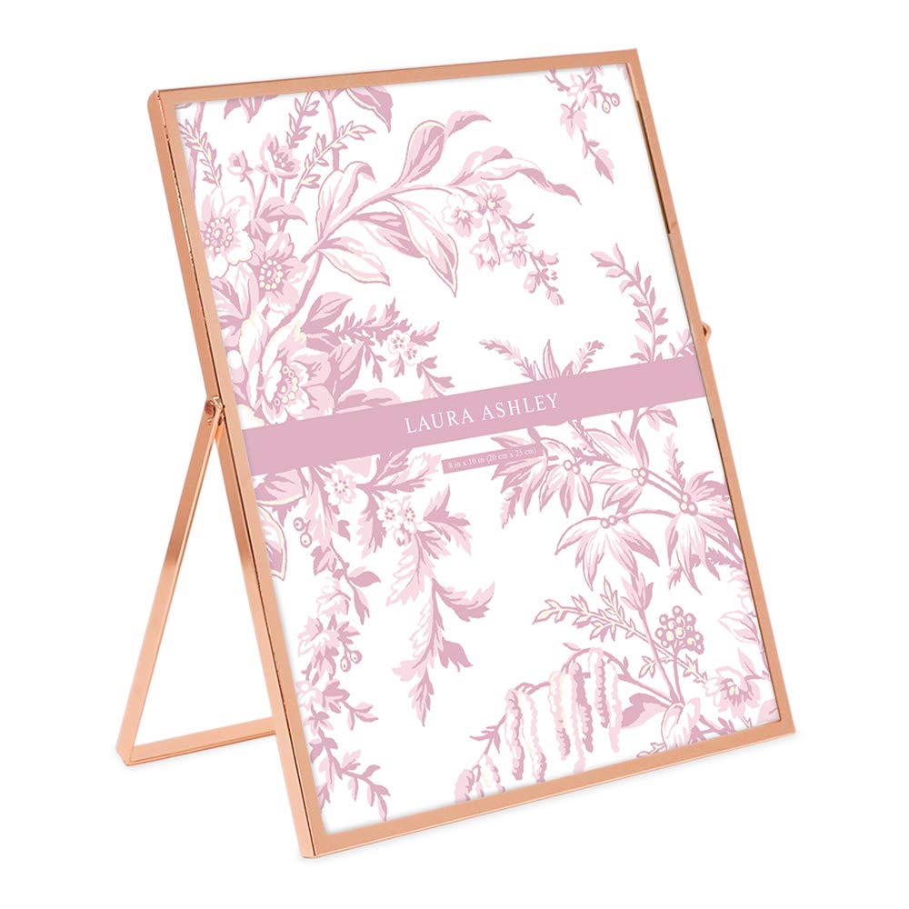 Laura Ashley 2x3 Rose Gold Flat Metal Picture Frame (Vertical) with Pull-Out Easel Stand, Made for Tabletop, Counterspace, Shelf and Desk (2x3, Rose Gold)