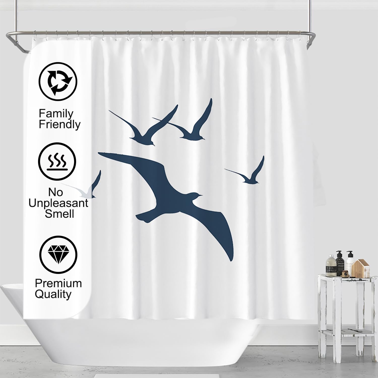 LLSCL Fabric Shower Curtain Liner with Magnets, Waterproof Hotel Quality, 72 x 72 Machine Washable