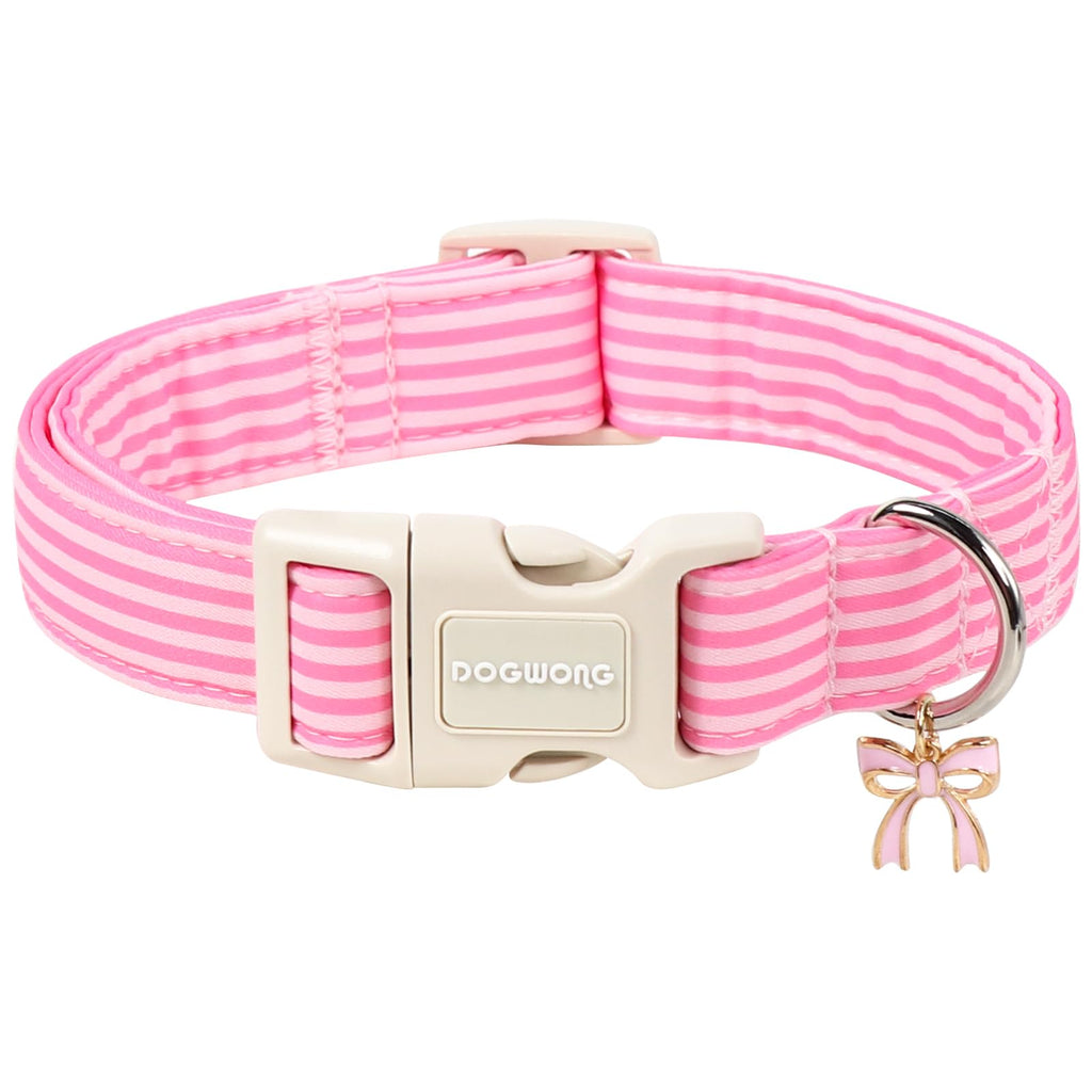 DOGWONG Cotton Dog Collar, Blue Plaid Heavy-Duty Dog Collar Durable Soft Boy Dog Collar Cute Wedding Puppy Necklace for Small Medium Large Dog