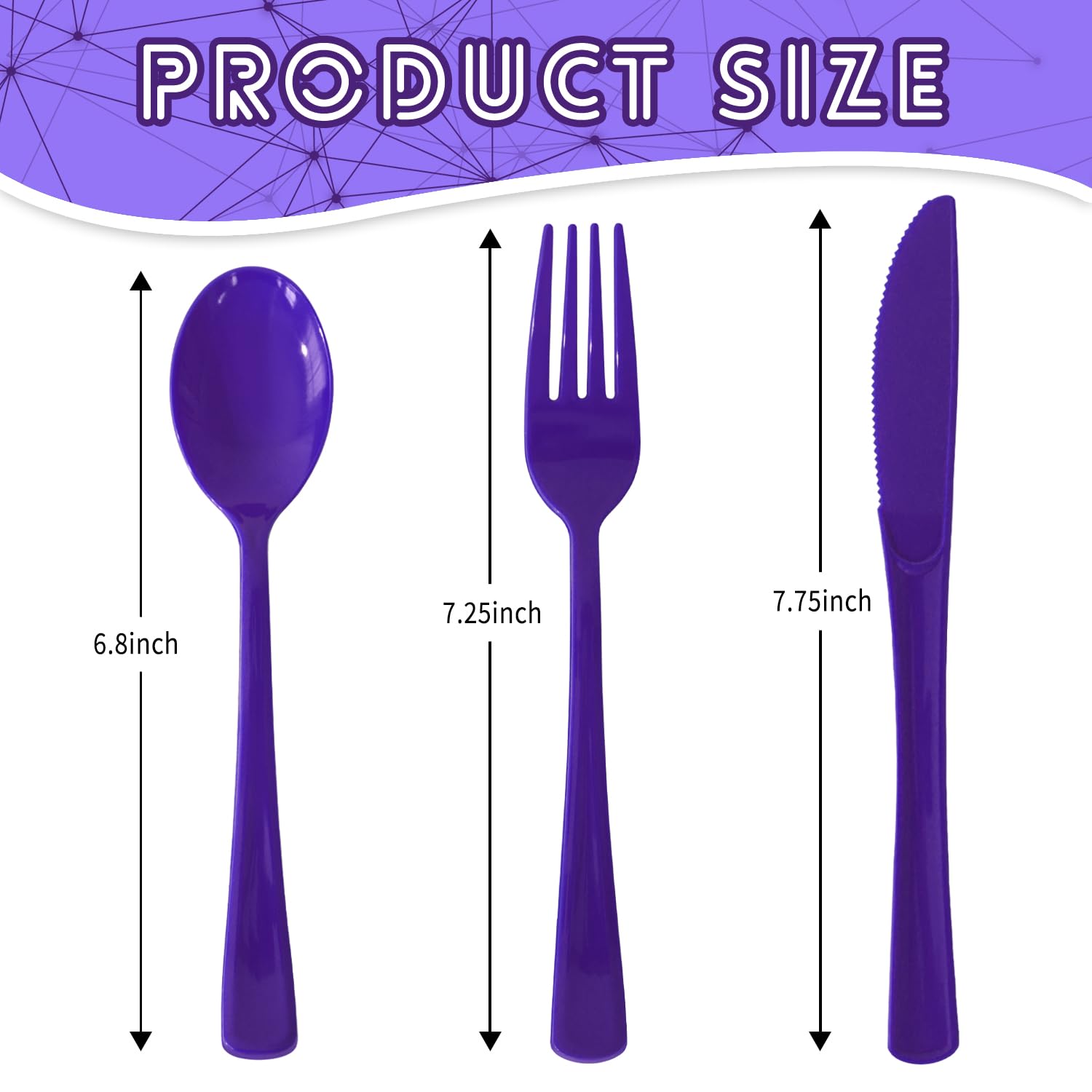 150 Pack Plastic Silverware,Disposable Cutlery Set Heavy Duty Utensil Sets 50 Forks 50 Knives 50 Spoons for Brithday, Wedding,Home School Party Picnics Restaurant Outdoor Events (Black)
