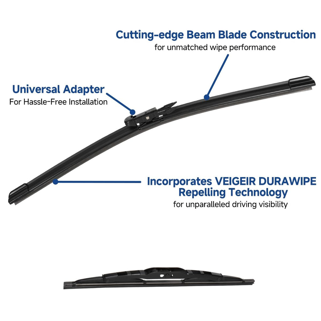3 Pack Windshield Wiper Blades Compatible with Ford Escape 2008 2009 2010 2011 2012 Original Factory Quality Front Rear Wipers Blade Set for My Car - 20" 20" 12"