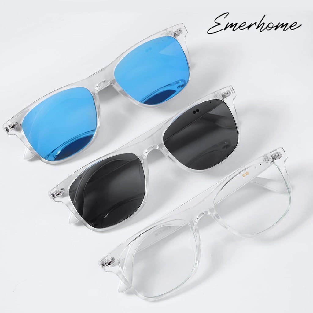 Emerhome Smart Bluetooth Glasses | AI Voice Assistant, Lightweight, 8-Hour Battery Life, Auto Pairing, Touch Control & Stereo Sound for Calls & Music