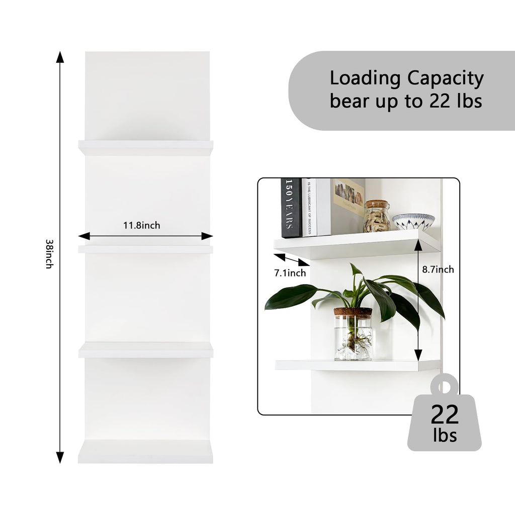 Homaterial Wall Shelves 4 Tier, Simple Vertical Corner Shelf for Room, Kitchen Wall Decor, Makeup Perfume Organizer,Decorative Shelving Unit, Black
