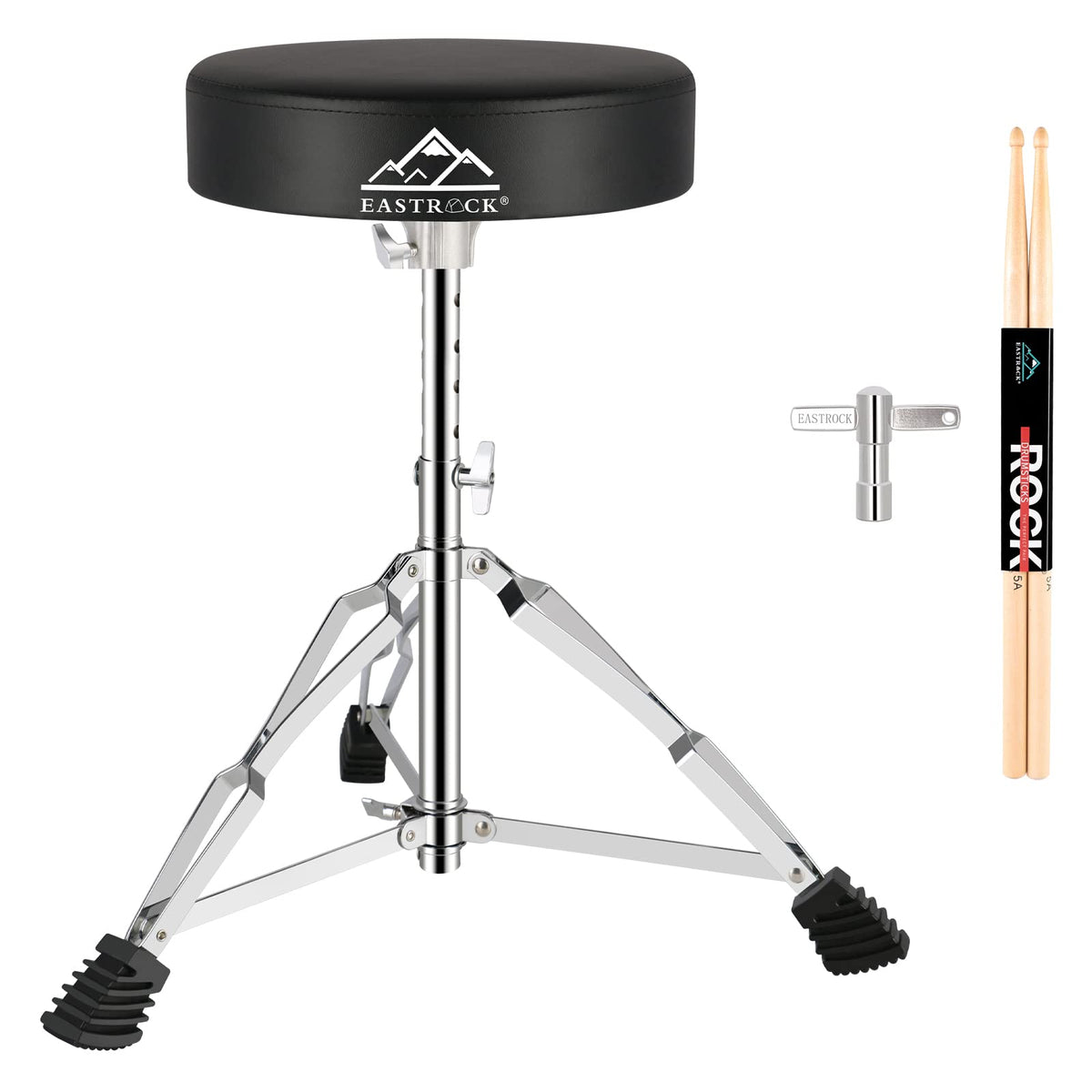 EASTROCK Drum Throne,Padded Drum Seat Drumming Stools with Anti-Slip Feet for Adults and Kids Drummers (Black)