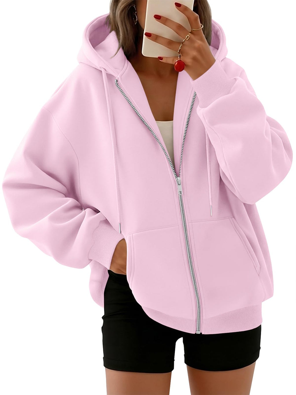 Trendy Queen Womens Zip Up Hoodies 2026 Oversized Sweatshirt