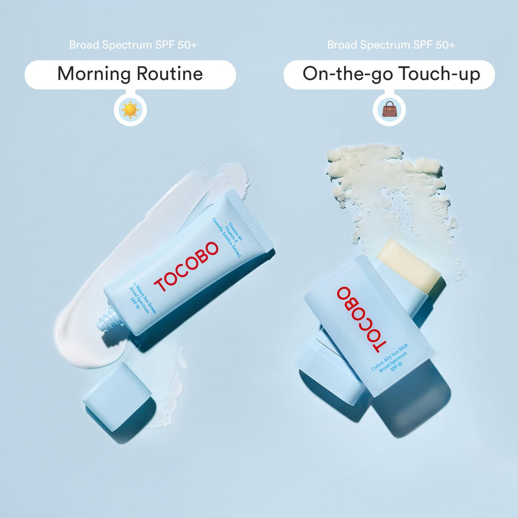 TOCOBO Cotton Airy Sun Stick SPF 50 Broad Spectrum Korean Matte Sunscreen Stick for Face - Travel Size Sebum Control Sunblock -Vegan, Lightweight, 0.67 oz (1single pack)