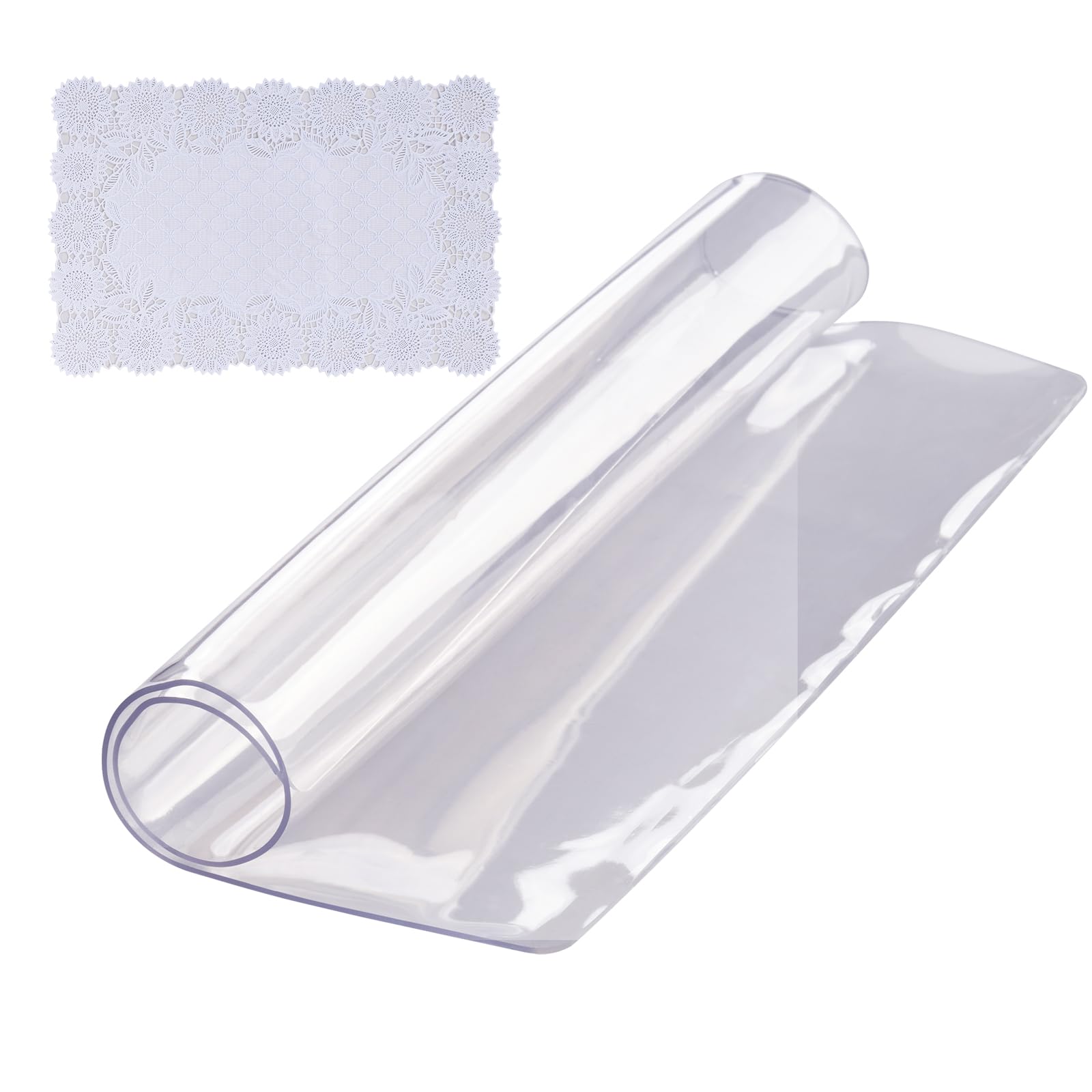 VEVOR Clear PVC Square Tablecloth, 12" x 12", 1.5mm Thick, Waterproof, Stain Resistant, Durable, Desk, Coffee Table, Dining Room Table