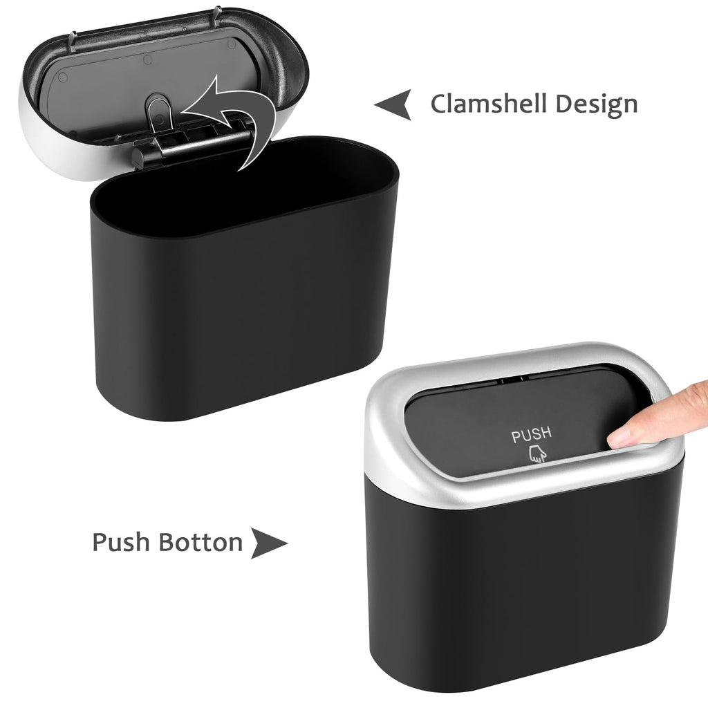 Accmor Car Trash Can with Lid, Mini Auto Dustbin Garbage Organizer with 30 Pcs Plastic Trash Bag, Automotive Garbage Container Bin for Vehicle, Home, Office