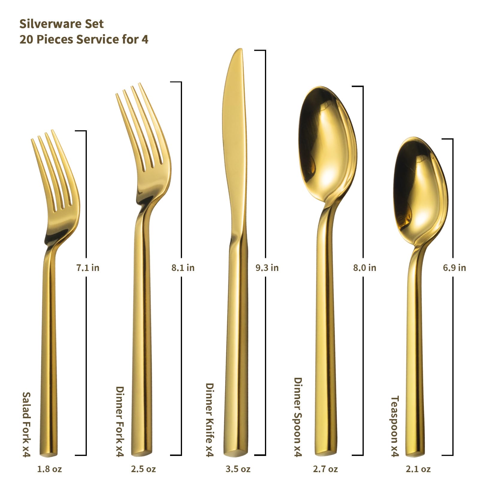 Alata Cube Black 20-Piece Forged Silverware Set Stainless Steel Flatware Set,Service for 4,Matte Satin Polished Cutlery Set,Dishwasher Safe