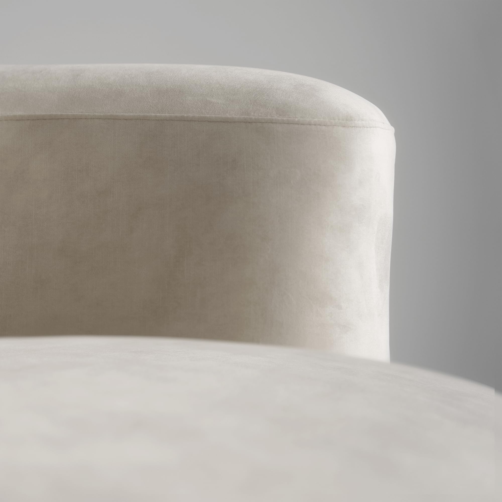 Acanva Luxury Modern Tight Curved Back Velvet Sofa, Minimalist Style Comfy Couch for Living Room Apartment Reception Space, Cream Single Chair