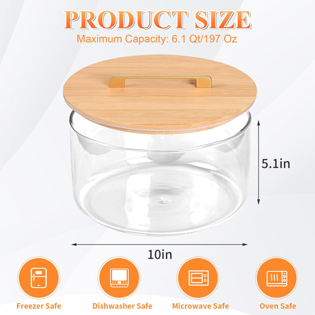 LOVYANXUE 9 inch Large Salad and Trifle Bowl Glass with Lid, 155 oz Versatile Mixing and Serving Dish for Fruit, Laying Ice Cream, Cake, Cupcake, Baking, and Dessert, Microwave Safe