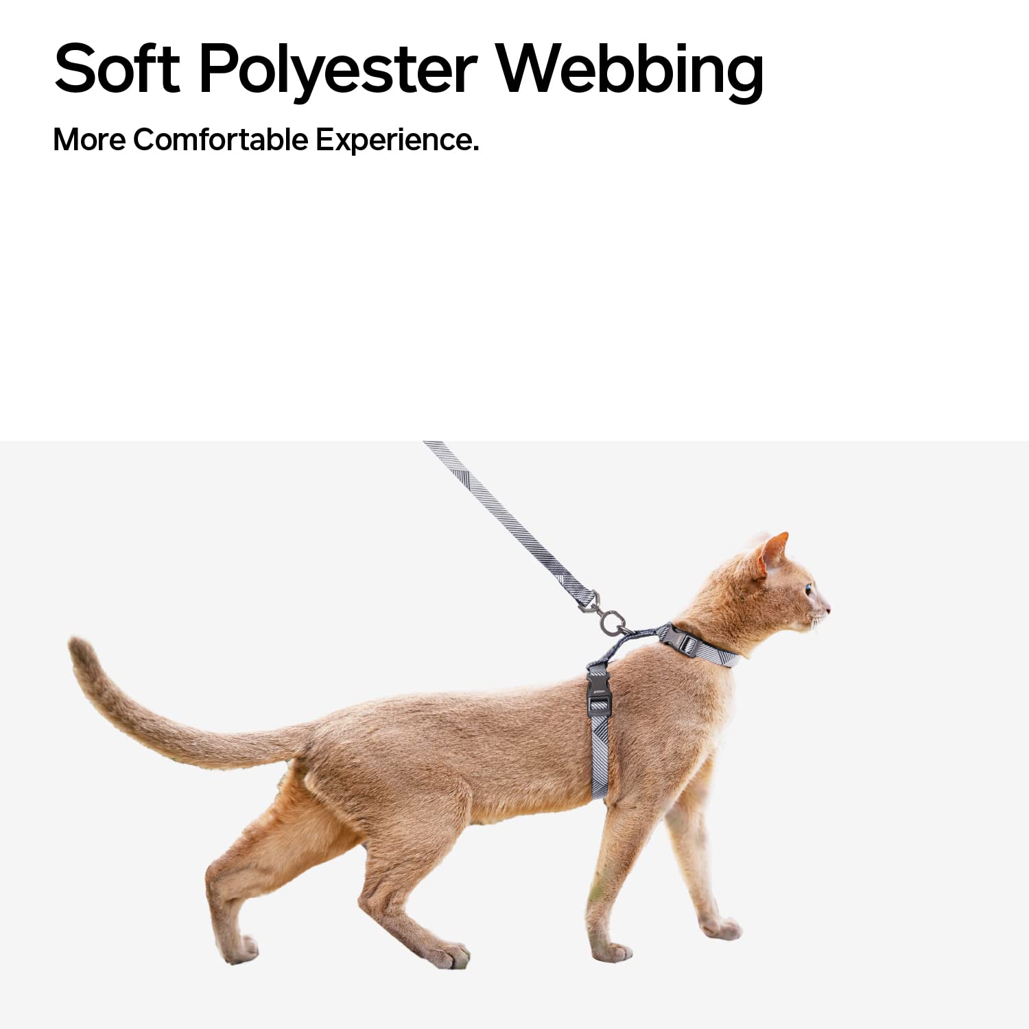pidan Cat Harness and Leash Set, XL Size for Large Cats, Escape Proof | Adjustable Kitten Harness for Large Small Cats, Lightweight Soft Walking Travel Harness (Grey-M Size)