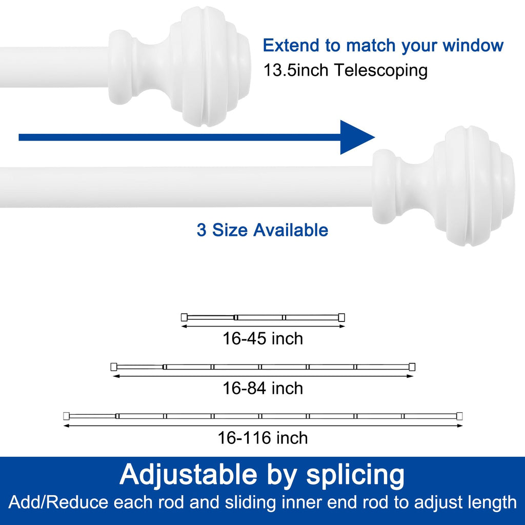 Curtain Rods for Windows 48-84 inch,3/4 inch Heavy Duty Adjustable Decorative Curtain Rod with Modern Finials,Window Rods for Bedroom, Living Room,Patio and Kitchen