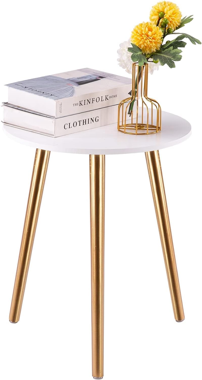 Apicizon Black Round Side Table, Black End Table Bedside Table Nursery with Wood Legs, Nightstand for Living Room, Bedroom, 16.5 x 20.5 Inches