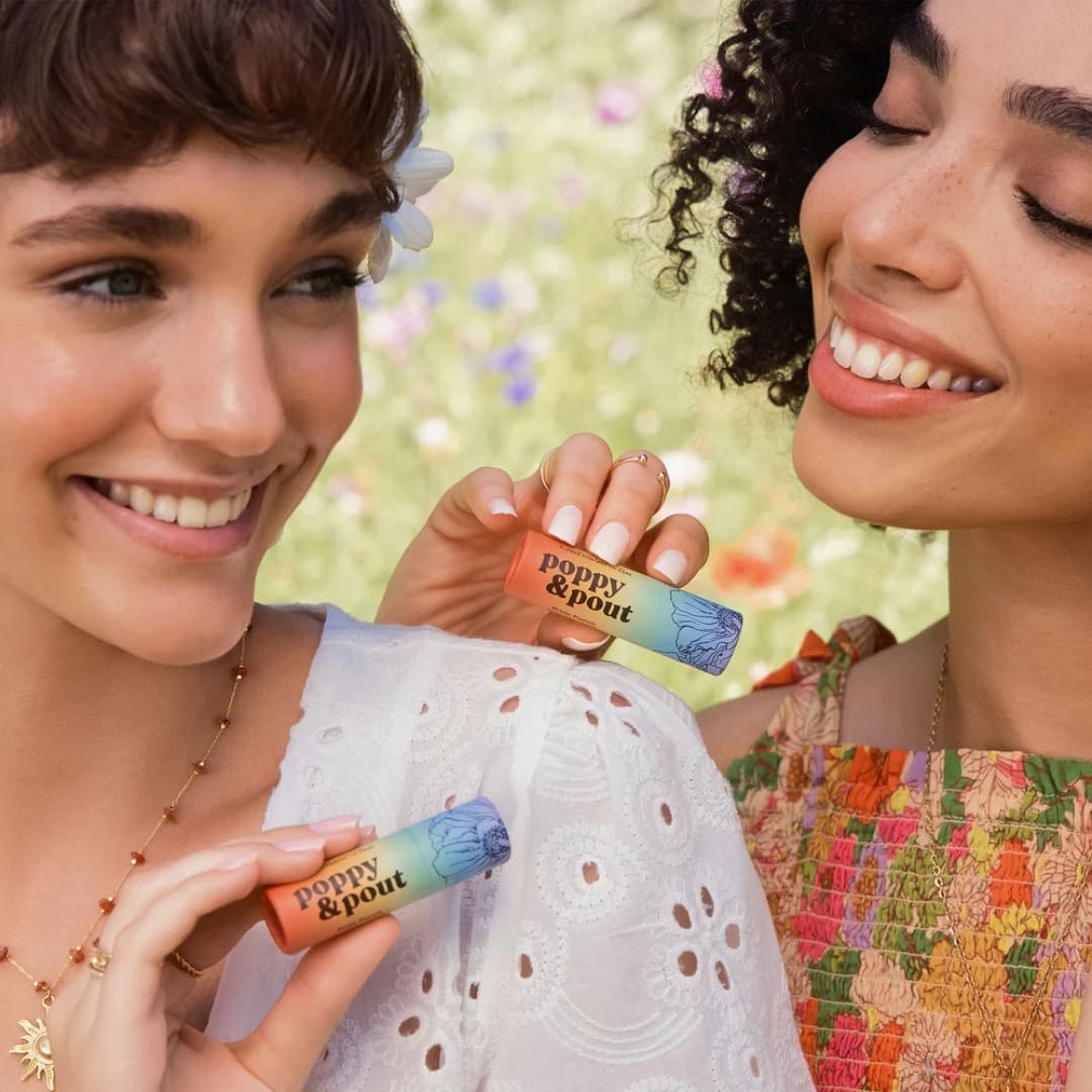 Poppy & Pout Blood Orange Mint Jumbo Lip Balm | All Natural Lip Balms & Moisturizers | Hydrates with Beeswax, Vitamin E, Organic Coconut Oil | Cruelty-Free | Lip Balm in Recyclable Cardboard Tube