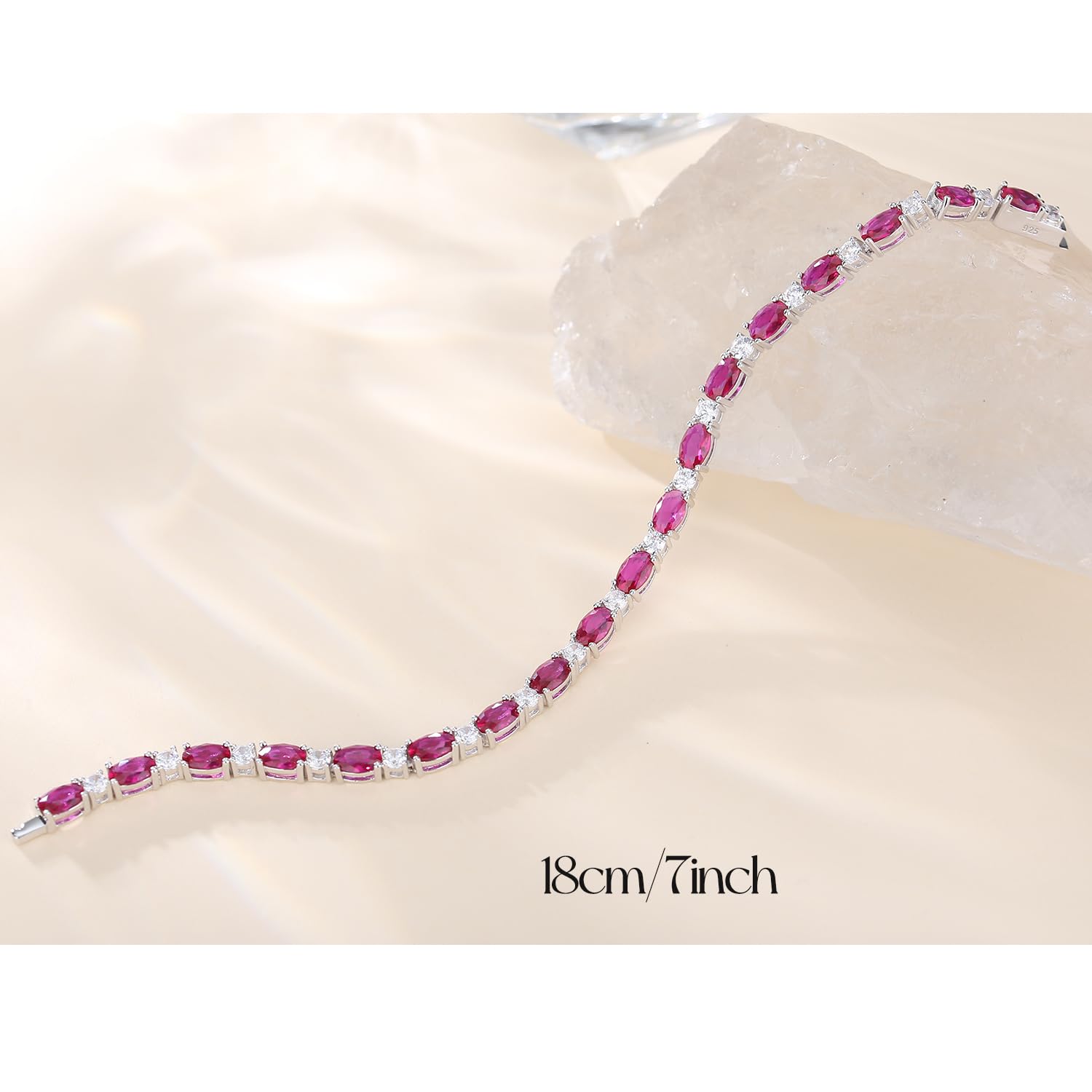 FANCIME Birthstone Bracelets Sterling Silver Tennis Bracelets Charm Fine Jewelry Birthday Gifts for Women 7"