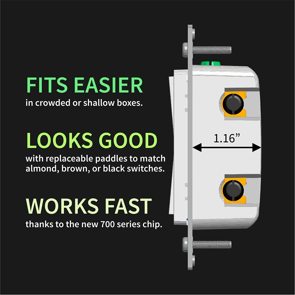 Zooz 800 Series Z-Wave Long Range Toggle Dimmer ZEN74, White | Direct 3-Way (No Add-On Switch Needed) | Z-Wave Hub Required