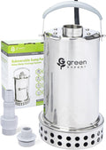 Green Expert 1HP Submersible Sump Pump, 4000GPH Full 304 Stainless Steel Manual Utility Pump with Adapter Kit, Oil-Free Top Discharge Water Removal for Basements, Pools, Hot Tubs & Drainage Pits