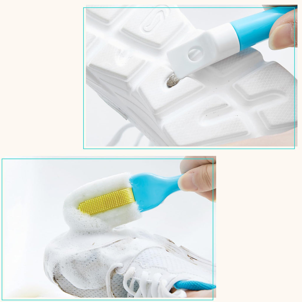 Andiker Professional Cleaning Shoe Brush, Multifunctional Long Handle Shoe Brush Cleaner, Hangable Soft Bristle Shoes Cleaning Brush (Blue)