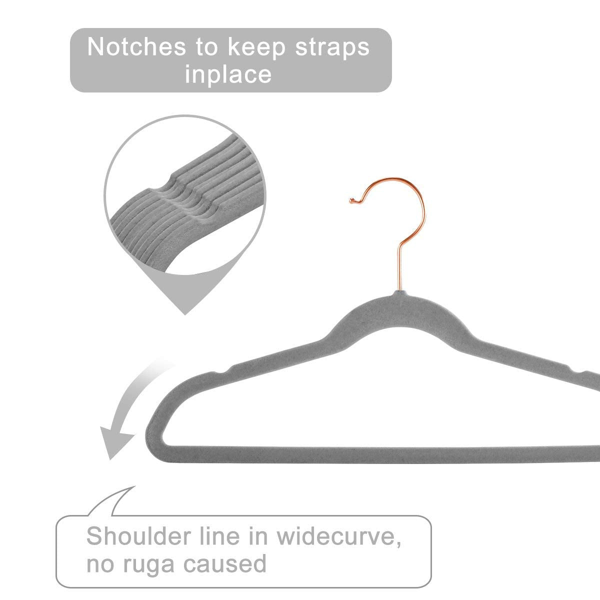MIZGI Baby Velvet Hangers,Non-Slip Kids & Toddler Hangers,11.8 Inch Hangers for Baby Clothes,Pack of 50(Black/Black)