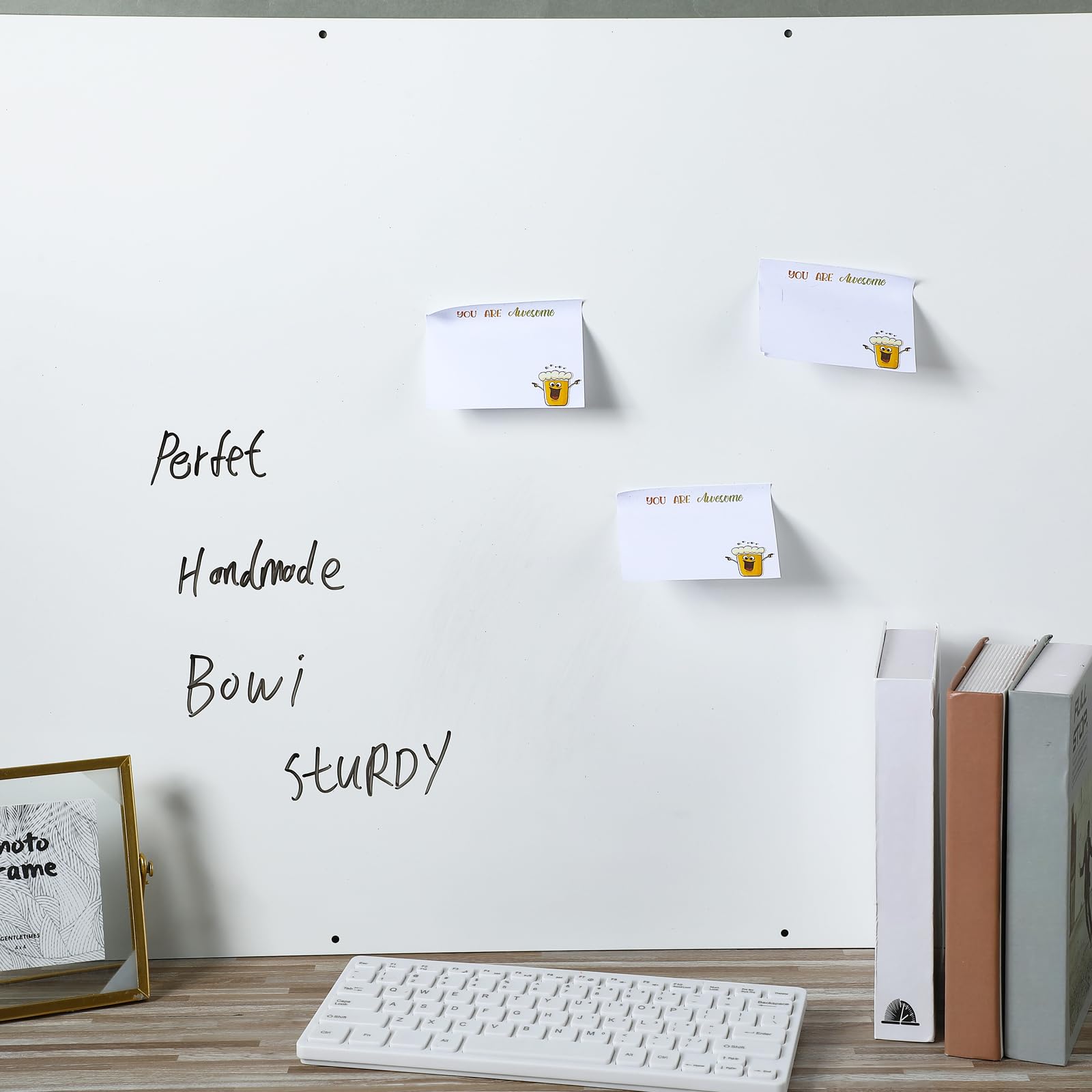 Ireer Magnetic Board Steel Magnet Bulletin Boards for Walls to Display Magnetic Notes Photos for Home Office Classroom, Pre Drilled with Screws and Dry Wet Erase Feature(Black,24 x 48 Inch)
