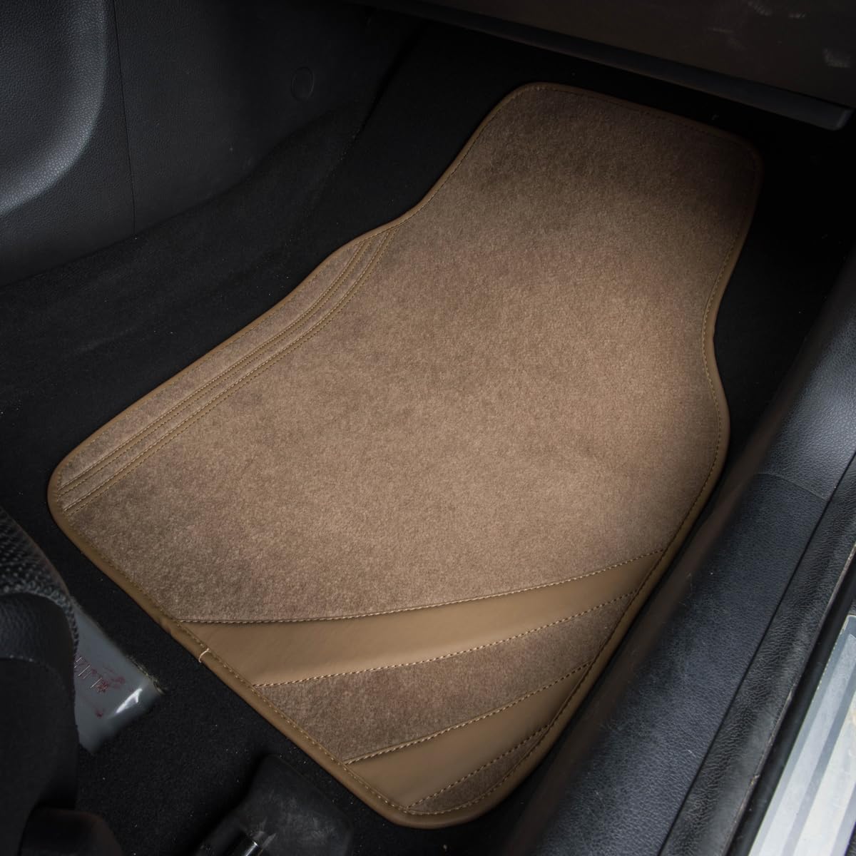 CAR PASS Car Seat Covers Full Set for Women Girls with Waterproof Car Floor Mats,Anti-Slip Leather Steering Wheel Cover,Universal Fit for SUVs,Vans,Trucks,Sedans,Cars (Combo Set,Black & Pink)