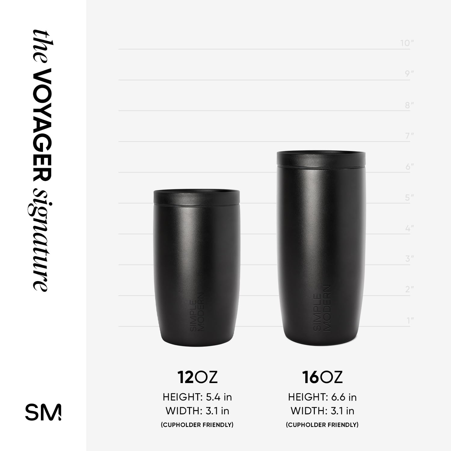 Simple Modern Travel Coffee Mug Tumbler with 360° Lid | Ceramic-Lined Insulated Stainless Steel Cold Brew Iced Coffee Cup | Gifts for Women Men Her Him | Voyager Signature | 12oz | Midnight Black
