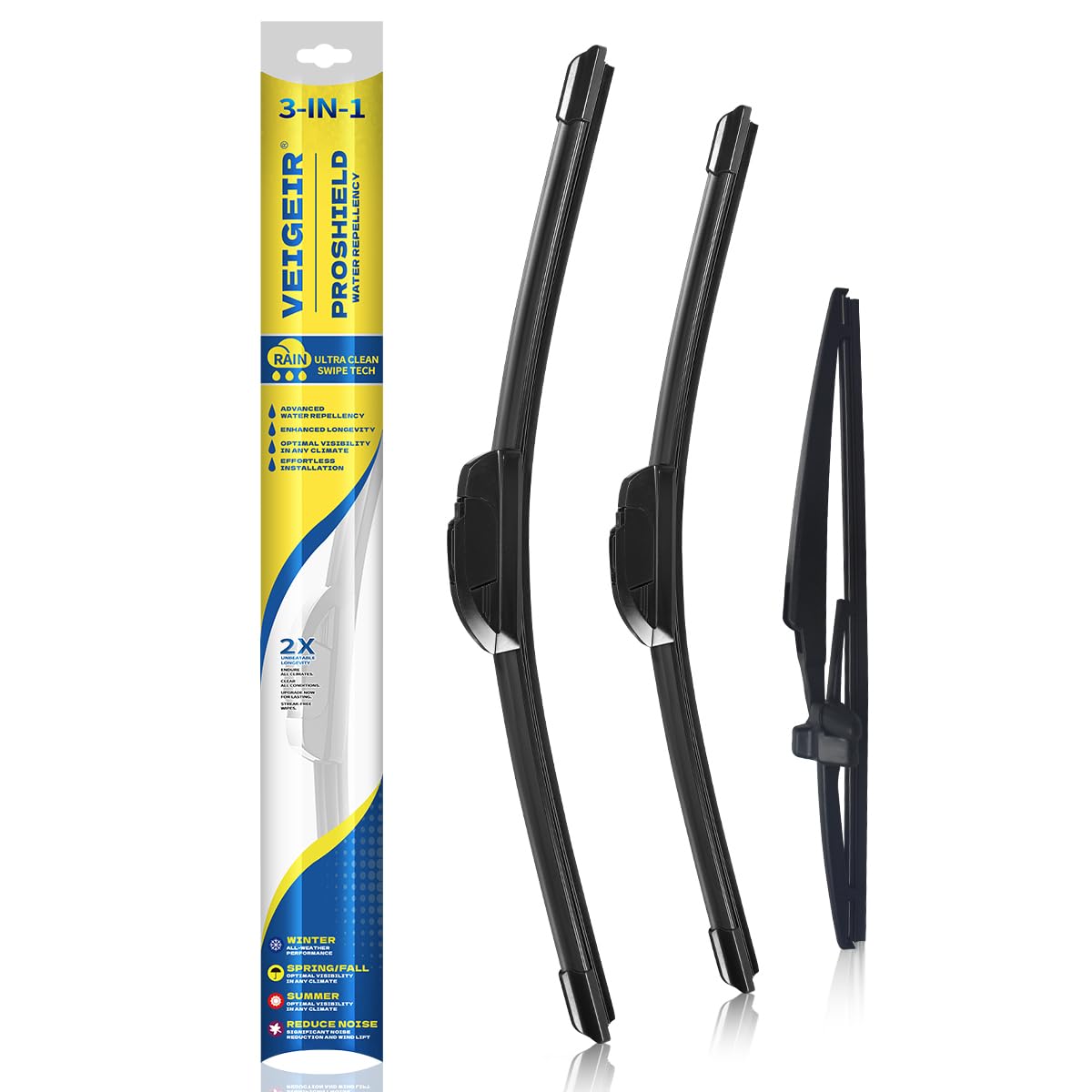 3 Pack Windshield Wiper Blades Compatible with Ford Escape 2008 2009 2010 2011 2012 Original Factory Quality Front Rear Wipers Blade Set for My Car - 20" 20" 12"