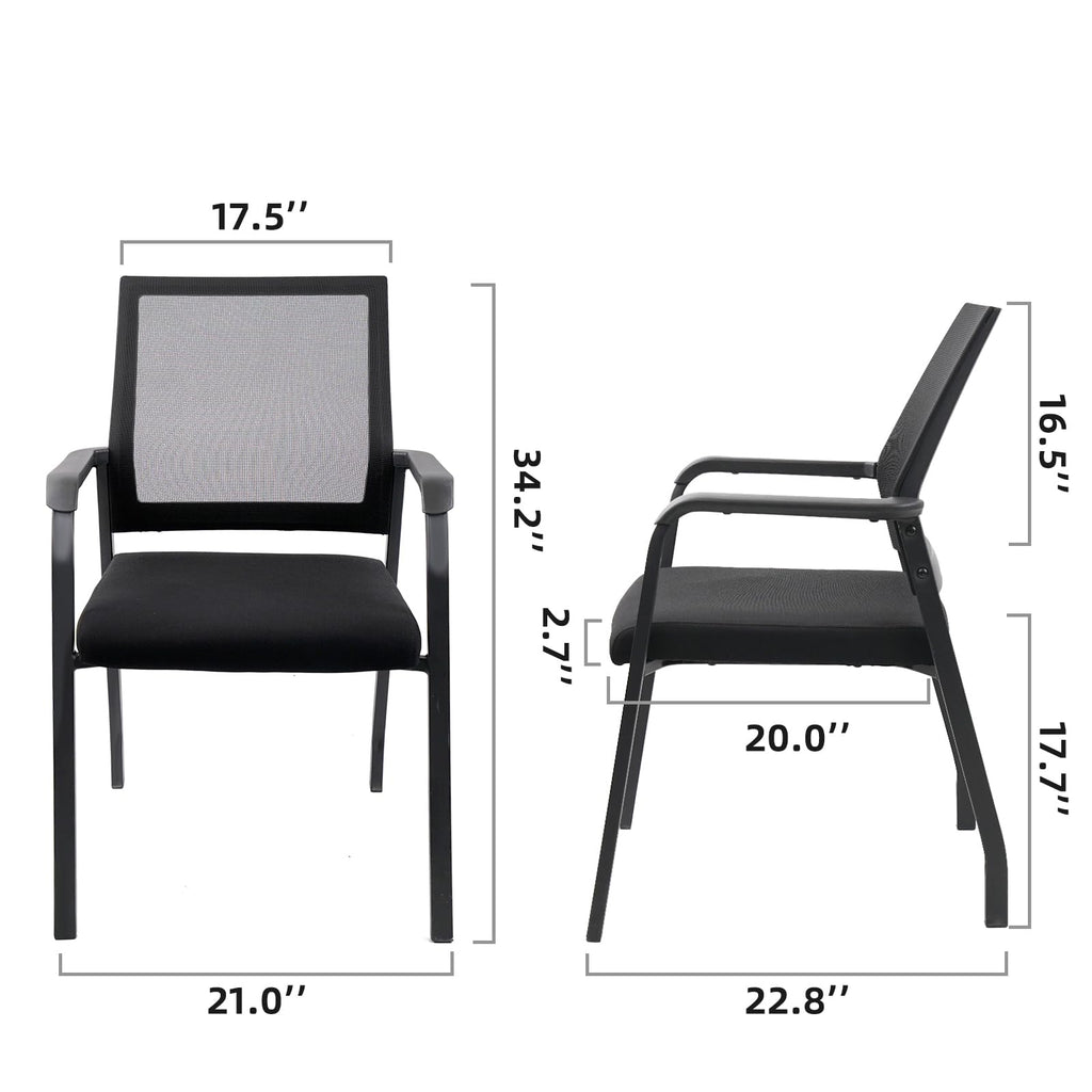 KLASIKA Desk Chair No Wheels with Adjustable Mesh Backrest, Arm Chair with Ergonomic Lumbar Support and Thickened Seats Cushion, Waiting Room Chairs for Office School Church Guest Reception