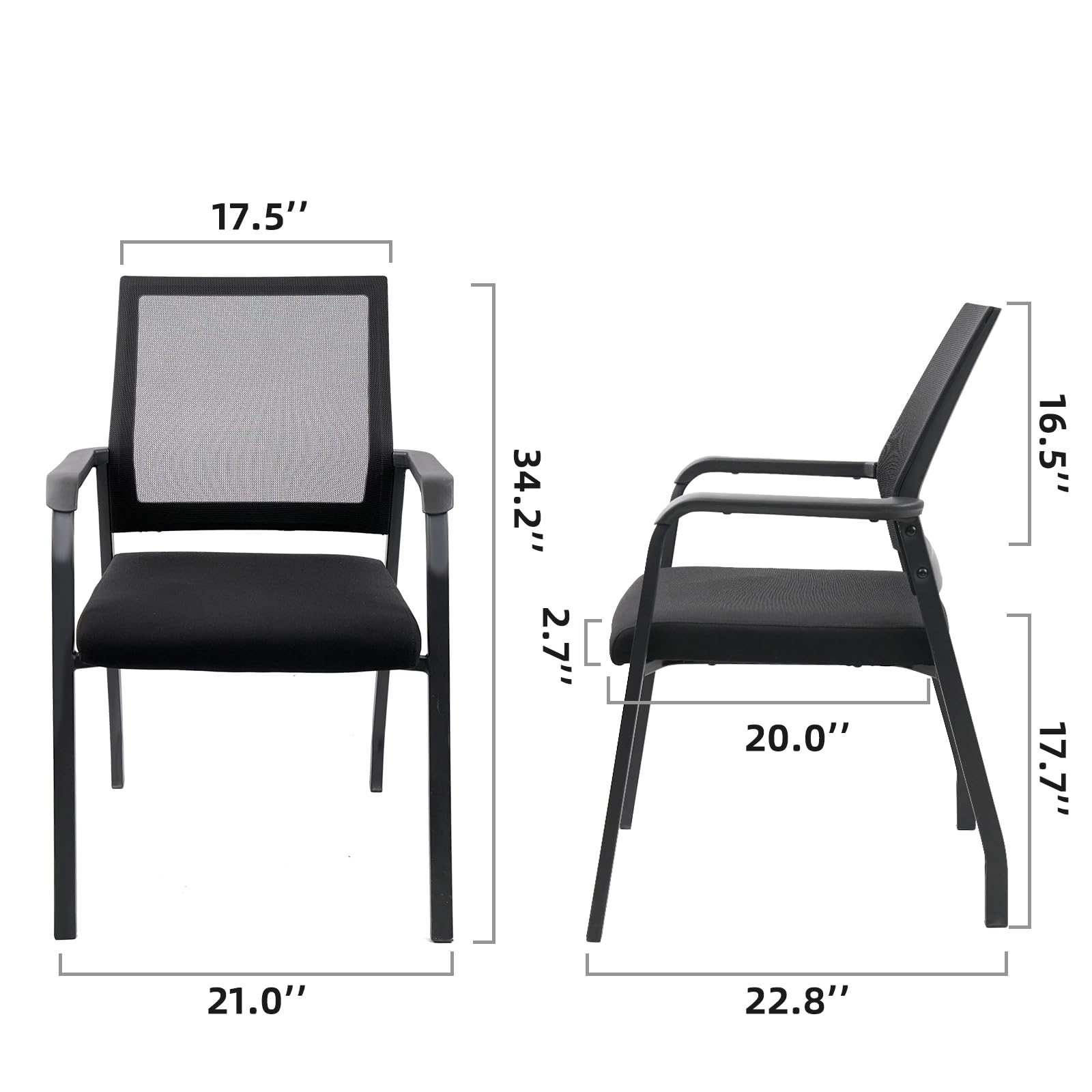 KLASIKA Desk Chair No Wheels with Adjustable Mesh Backrest, Arm Chair with Ergonomic Lumbar Support and Thickened Seats Cushion, Waiting Room Chairs for Office School Church Guest Reception