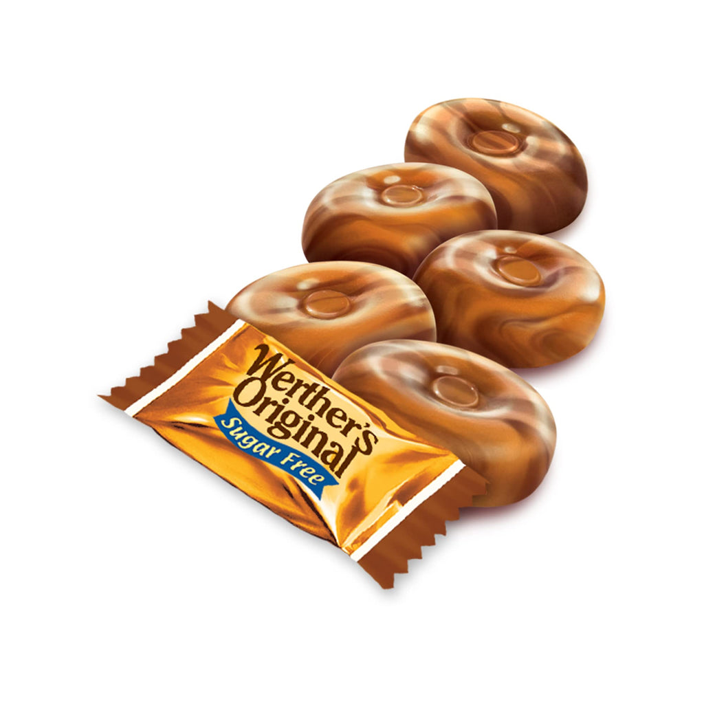 Werther's Original Hard Sugar Free Assorted Flavors, Caramel, Caramel Coffee, Caramel Apple Candy 7.7 Oz Bag