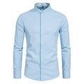 Men’s Banded Collar(Mandarin Collar) Long Sleeve Casual Solid Fancy Dress Shirts