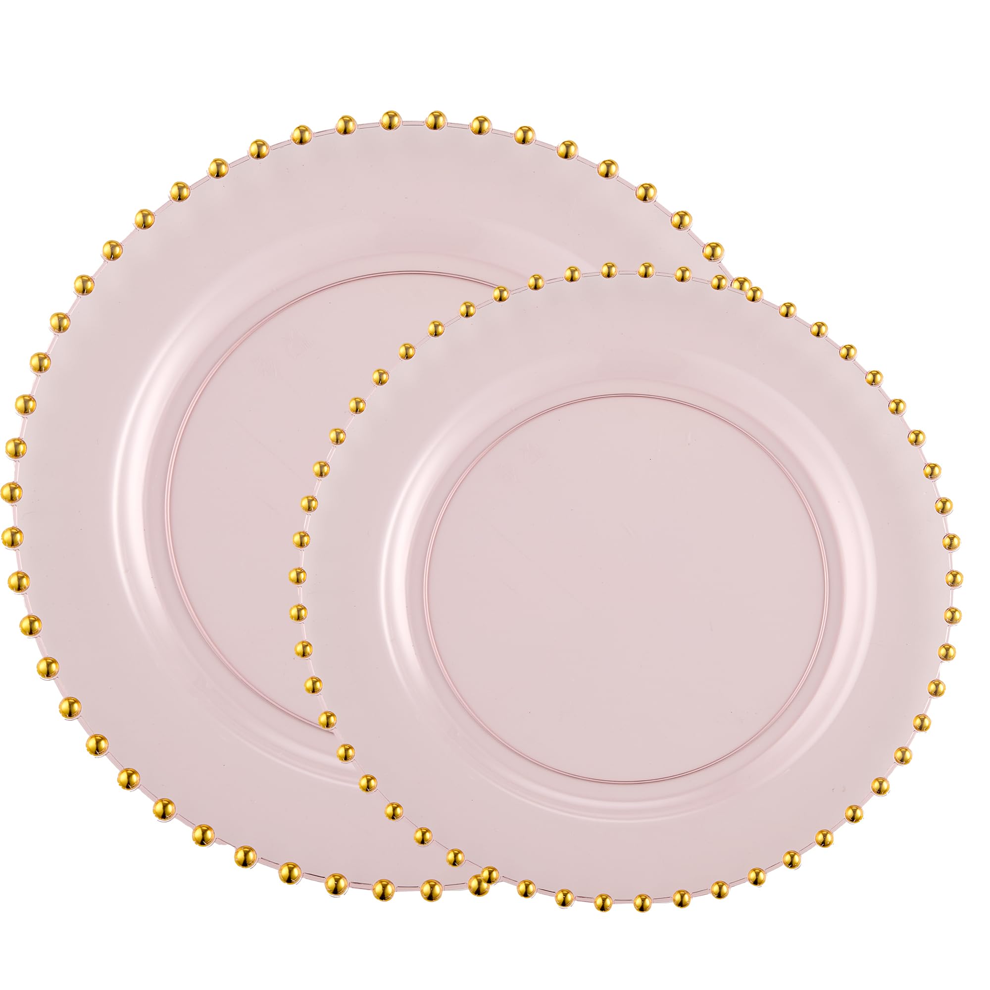 PLASTICPRO 32 Piece Combo Plastic Dinner Plates Disposable Plastic Fancy Heavy Duty Party Dishes 7 inch and 10 inch, Black and Gold Beaded