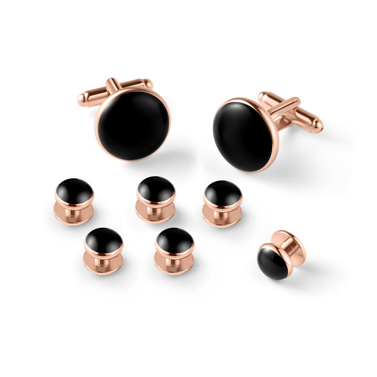 Men's Cufflinks & Tuxedo Studs Set - 316L Stainless Steel Formal Wedding Jewelry, Groomsmen Gift Set with Gift Box