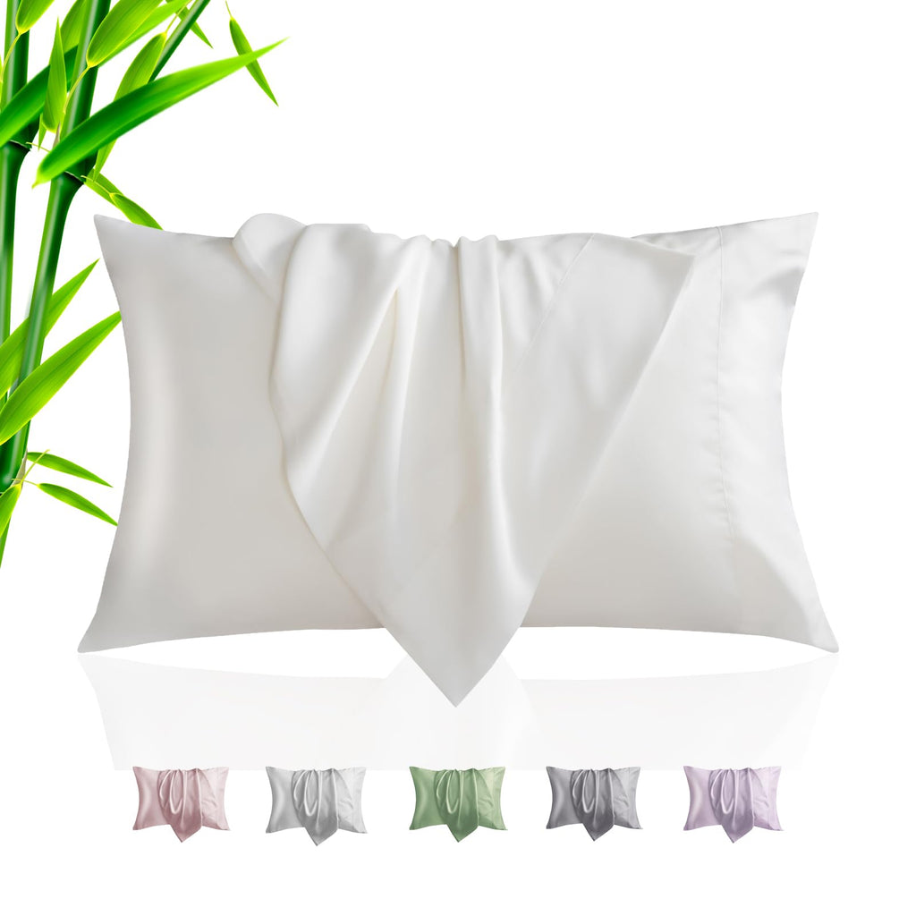 Pillow Cases Standard Size 2 Pack, Bamboo Rayon Cooling Pillowcases with Envelope Closure, Cool Breathable Pillow Case for Hot Sleepers & Night Sweats, 20x26 inches, Aqua Blue