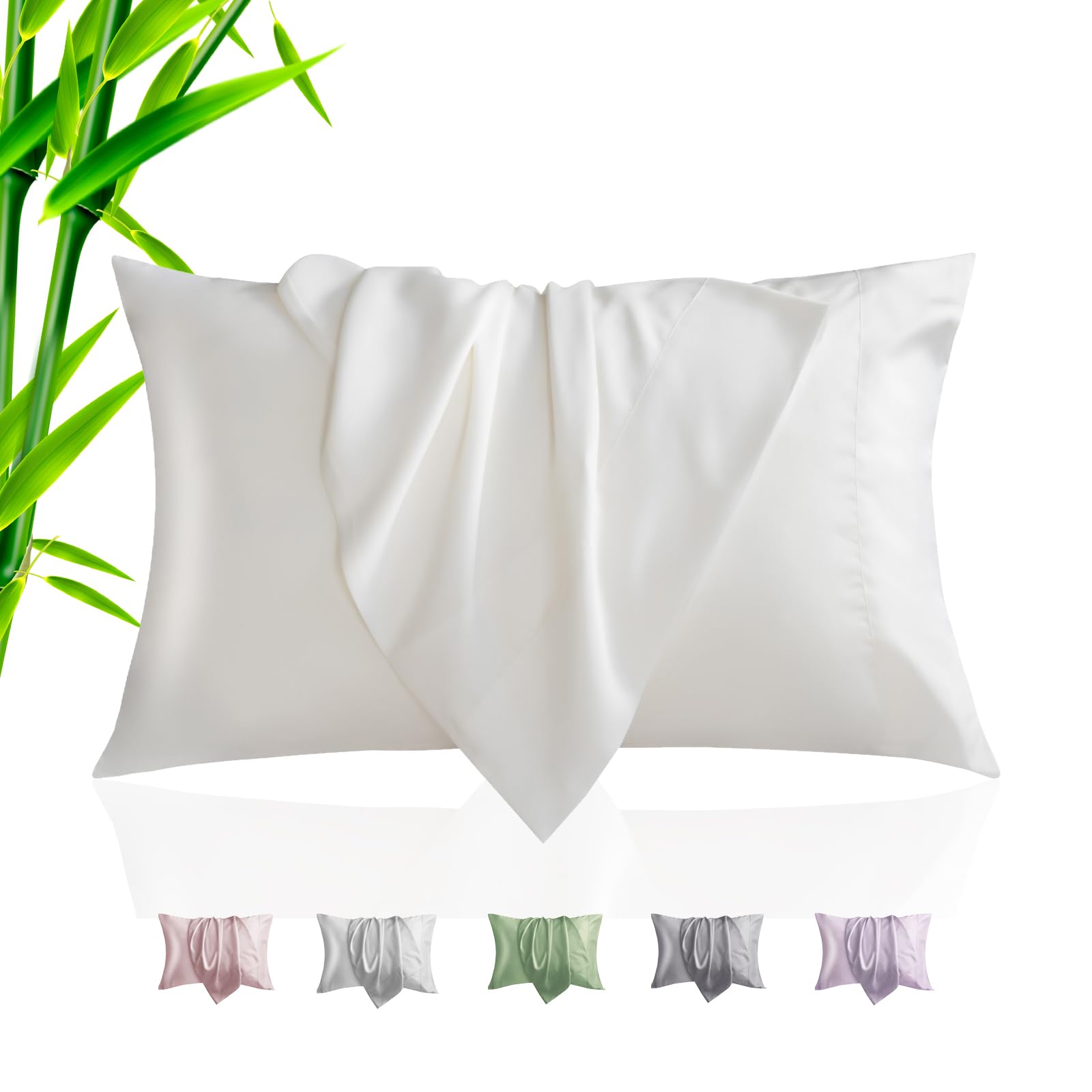Pillow Cases Standard Size 2 Pack, Bamboo Rayon Cooling Pillowcases with Envelope Closure, Cool Breathable Pillow Case for Hot Sleepers & Night Sweats, 20x26 inches, Aqua Blue