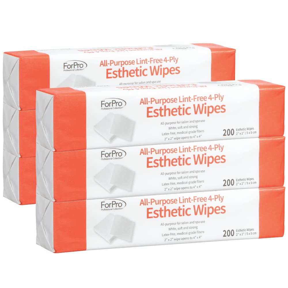 ForPro Professional Collection All-Purpose Lint-Free 4-Ply Esthetic Wipes, for Salon and Spa Use, Soft, Strong and Durable, Latex-Free, 2" x 2", 200-Count